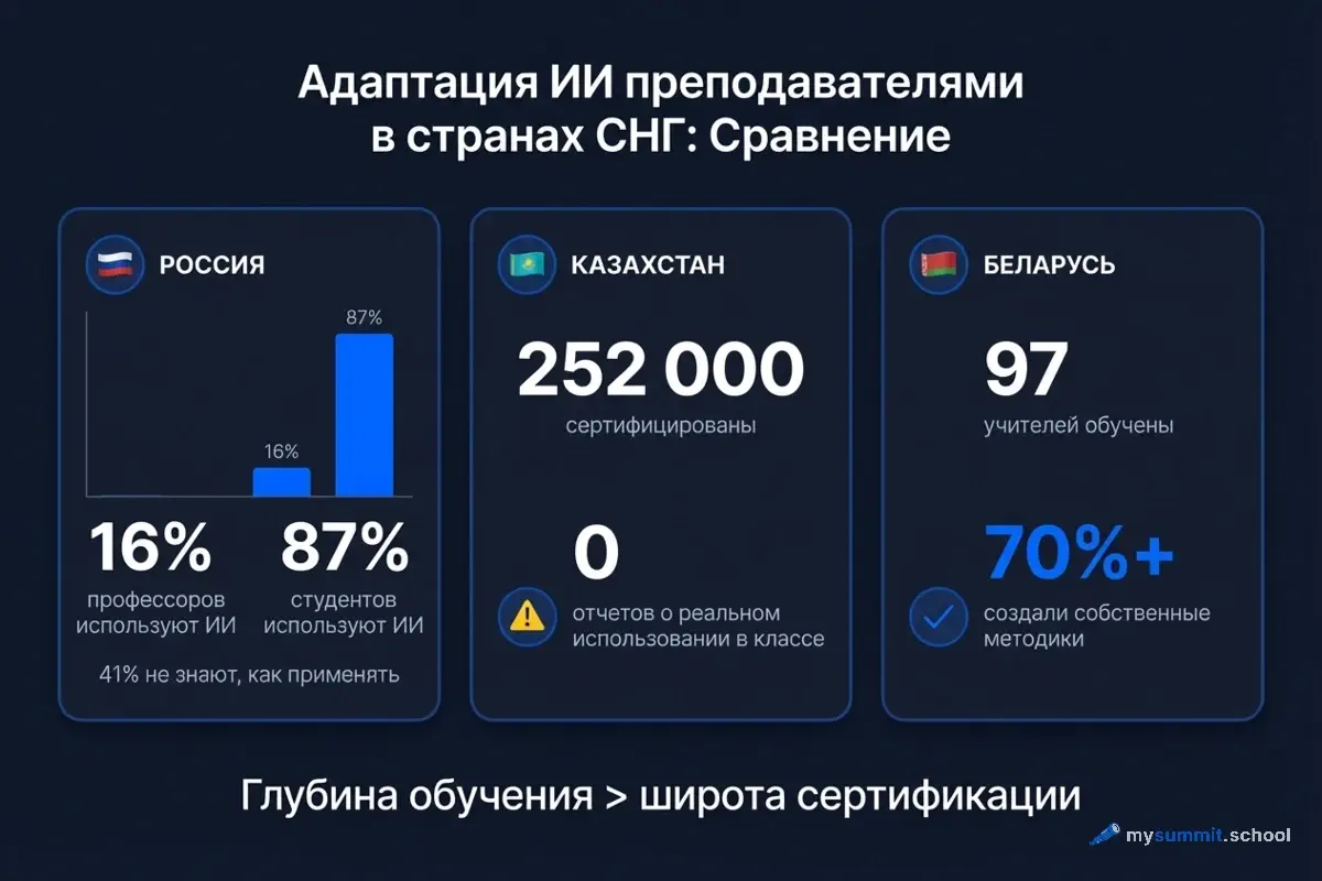 Распределение внедрений ИИ по странам СНГ